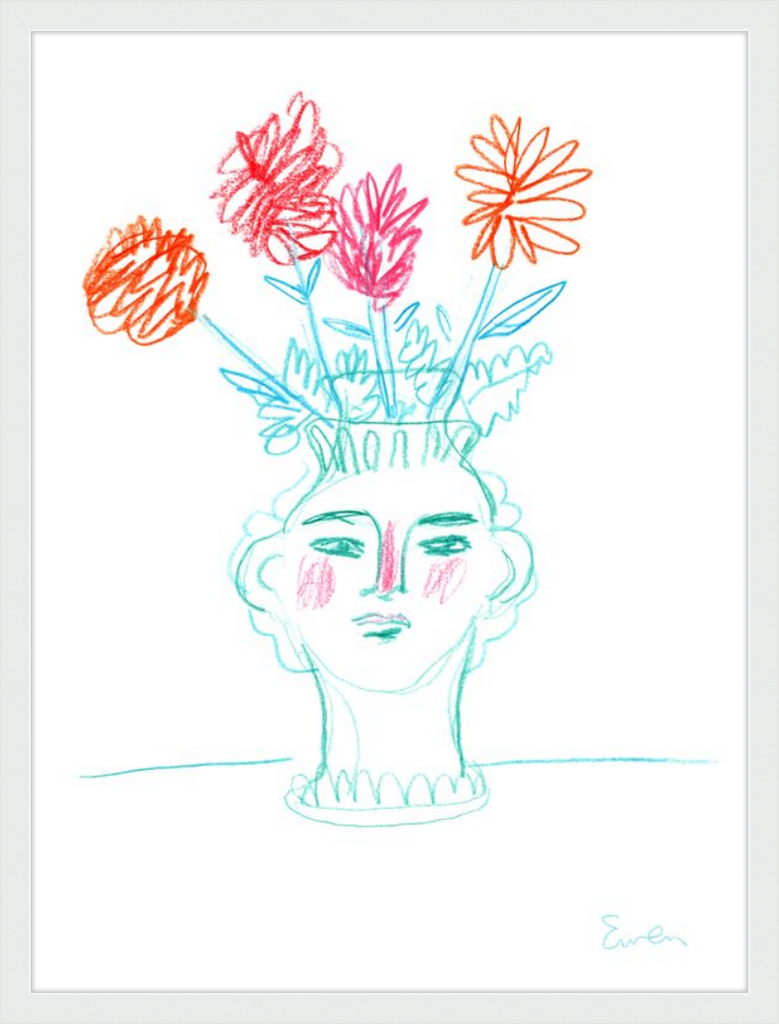 Giclée Print // Flowering, Face Vase with Flowers
