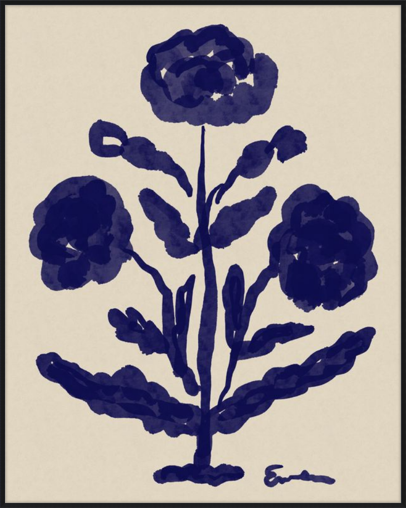 Giclée Print // Folk Flowers: Indigo