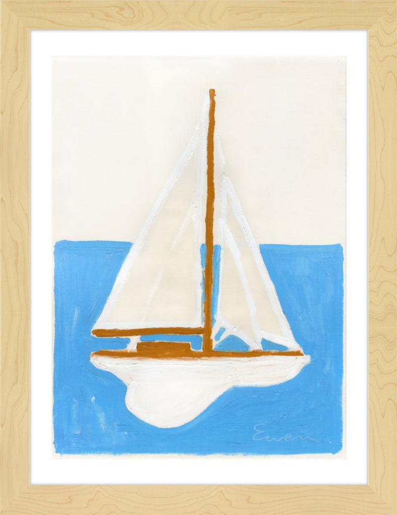 Giclée Print // Sailboat (White Sails, Blue Ocean)