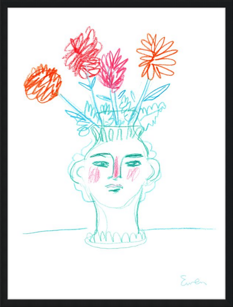 Giclée Print // Flowering, Face Vase with Flowers