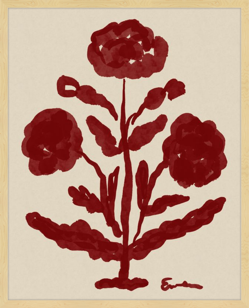 Giclée Print // Folk Flowers :  Oxblood