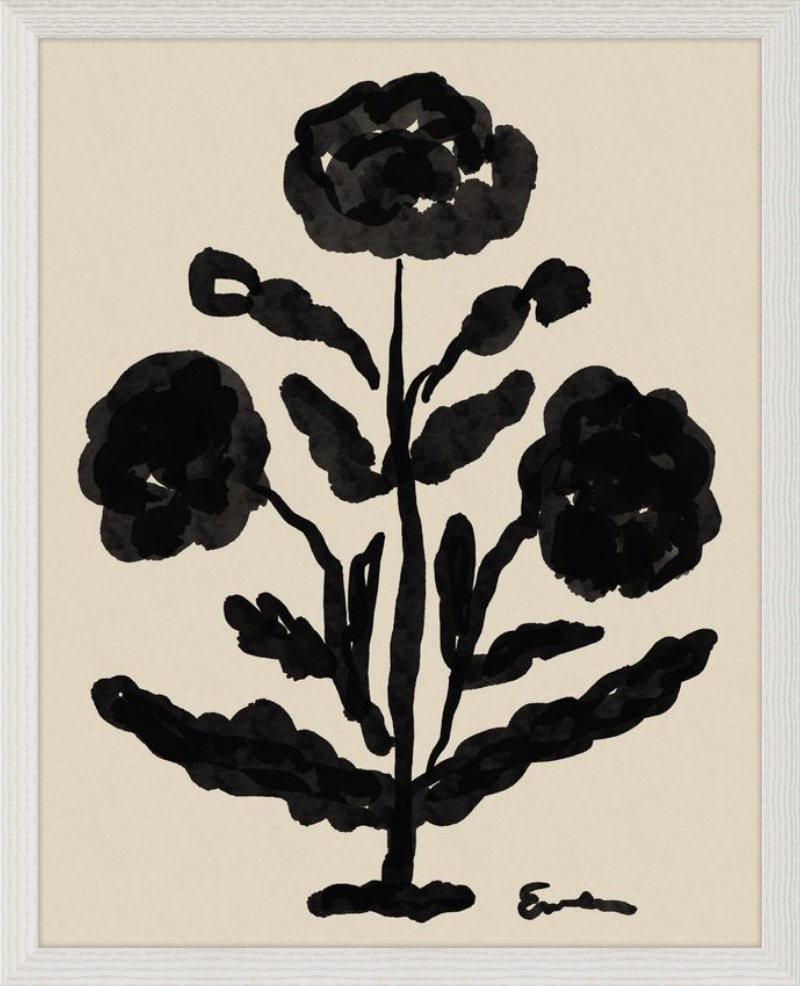 Giclée Print // Folk Flowers : Warm Black