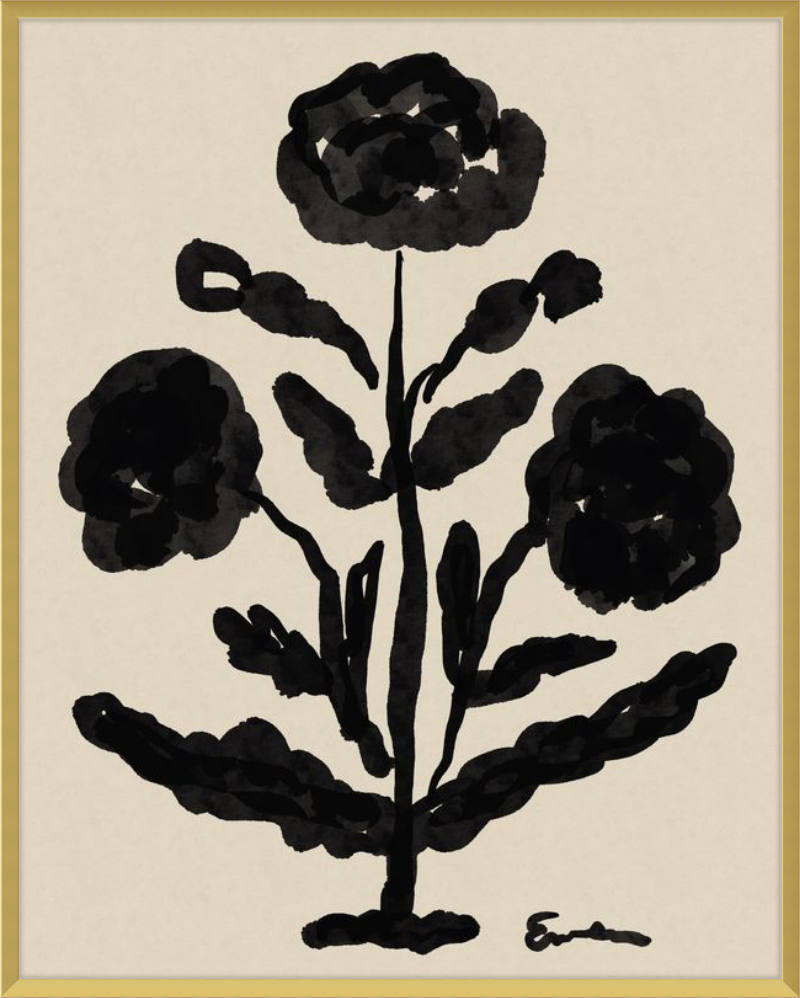 Giclée Print // Folk Flowers : Warm Black