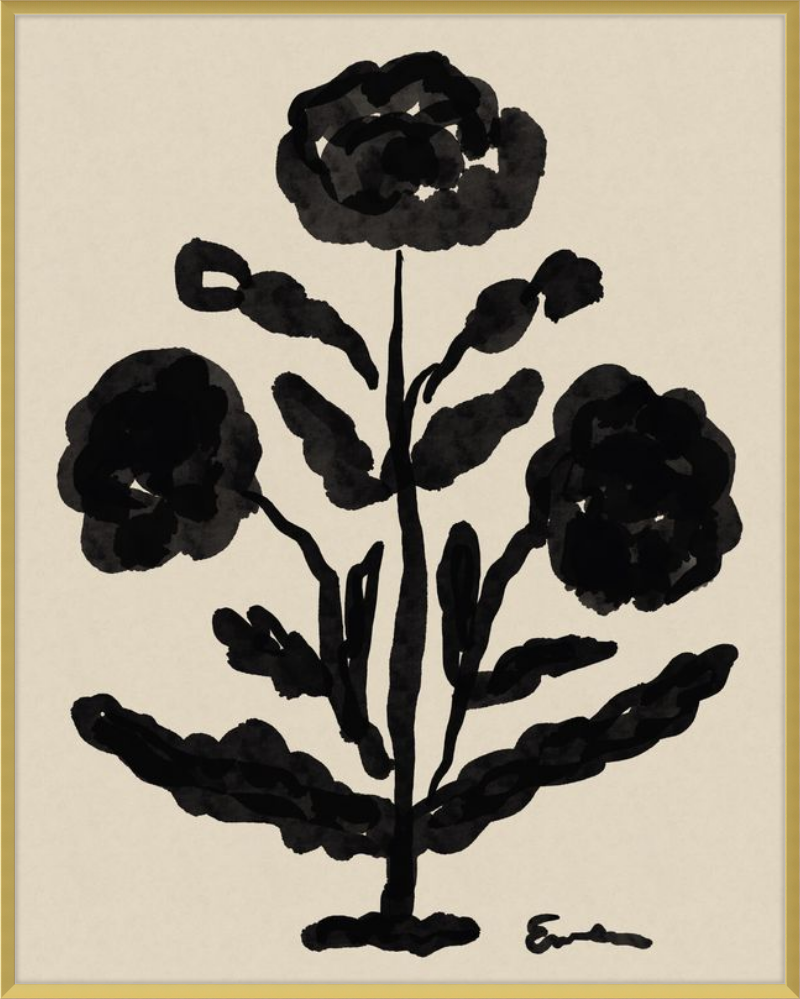 Giclée Print // Folk Flowers : Warm Black
