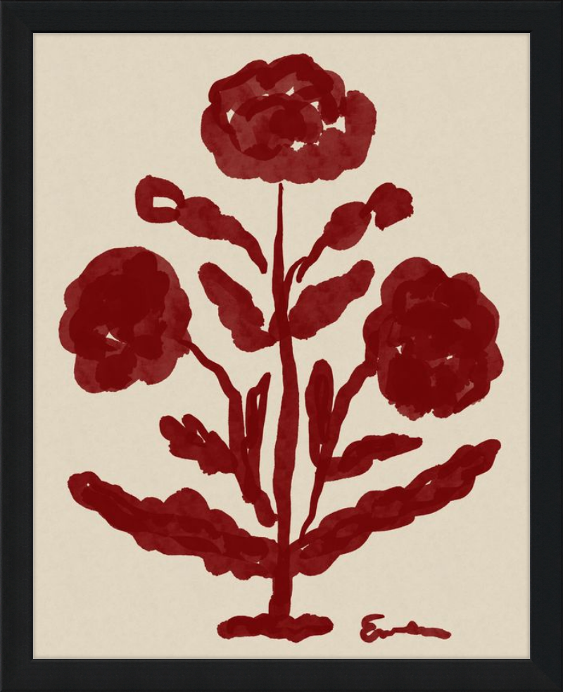 Giclée Print // Folk Flowers :  Oxblood