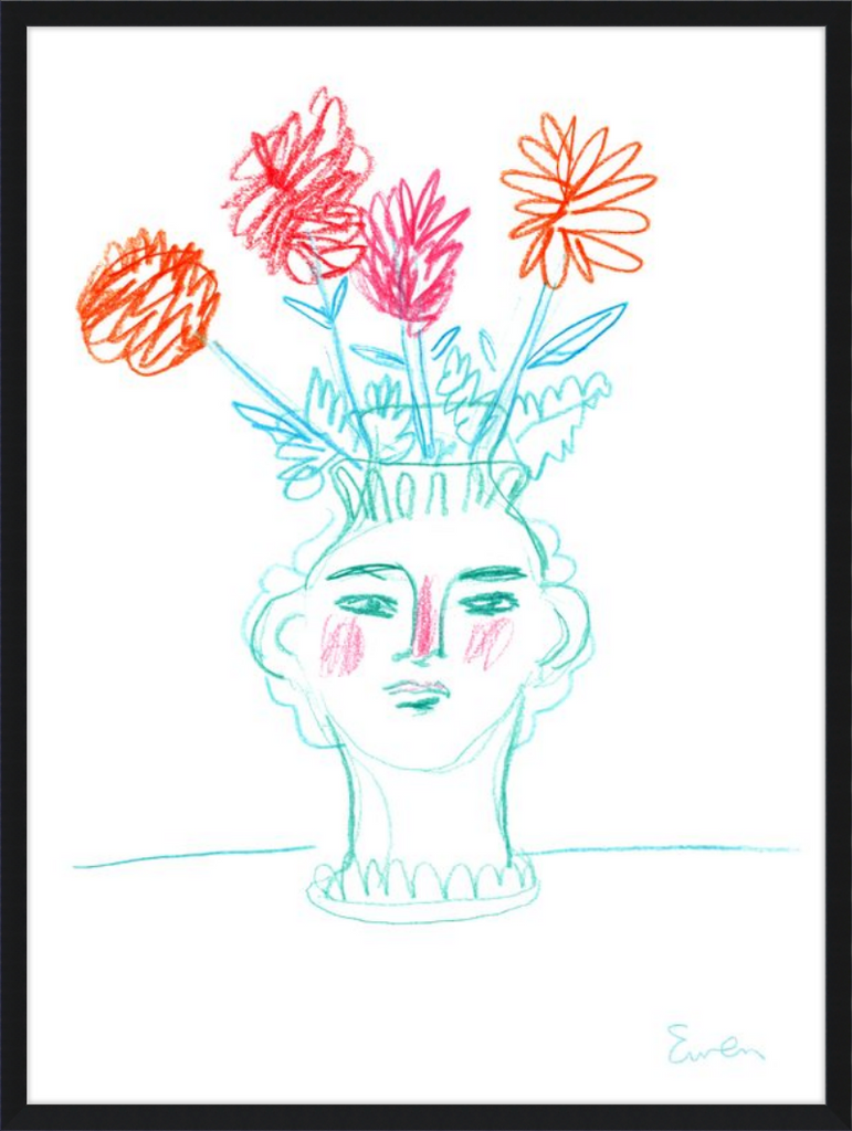 Giclée Print // Flowering, Face Vase with Flowers