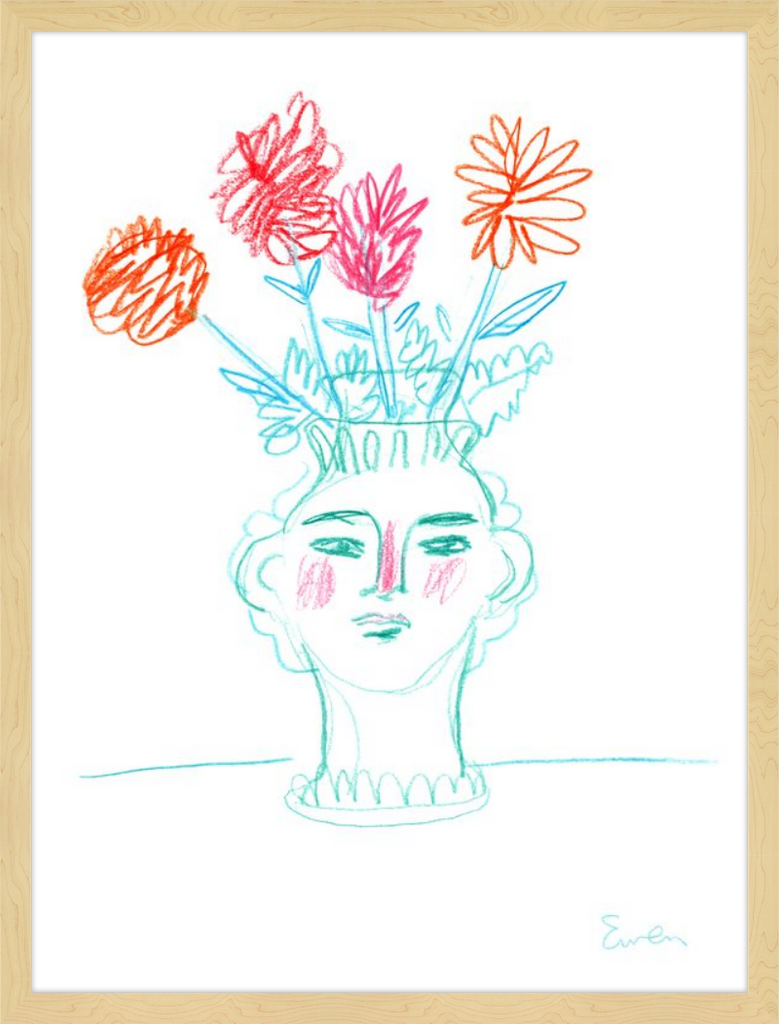 Giclée Print // Flowering, Face Vase with Flowers