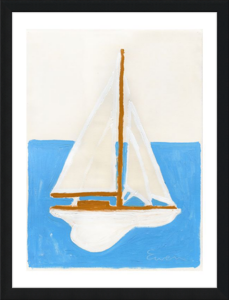 Giclée Print // Sailboat (White Sails, Blue Ocean)