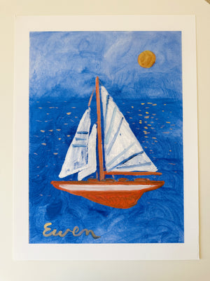 Signed & Embellished Print // Sailboat 2