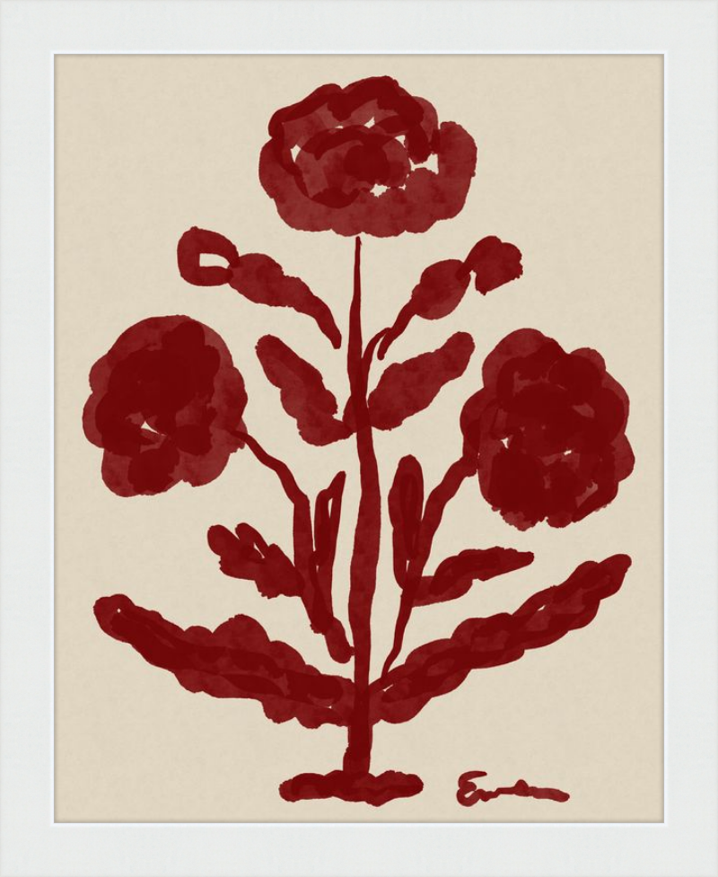 Giclée Print // Folk Flowers :  Oxblood