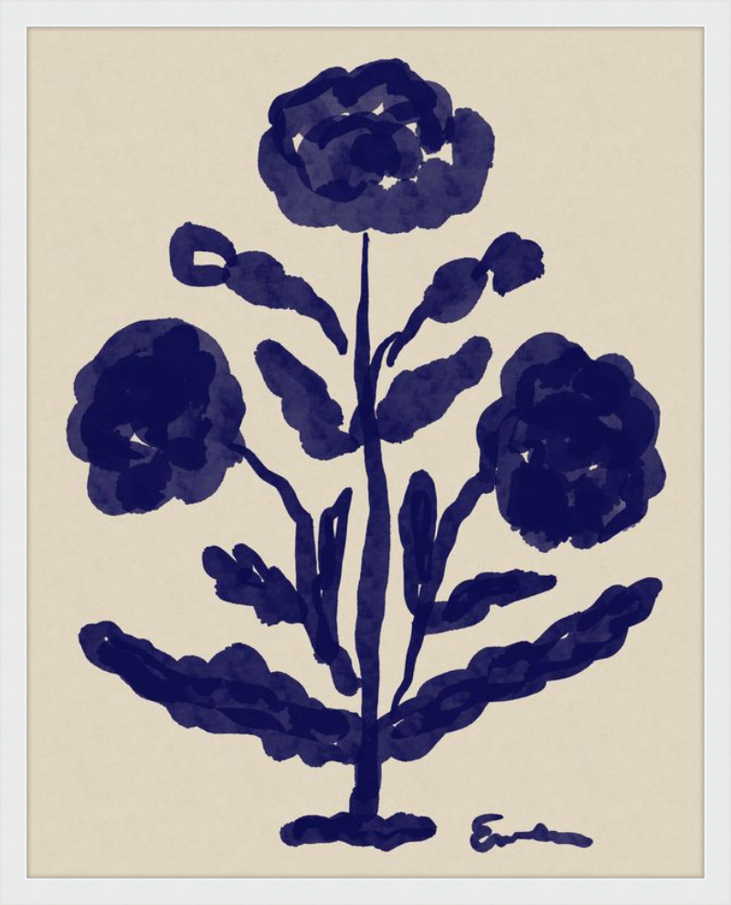 Giclée Print // Folk Flowers: Indigo