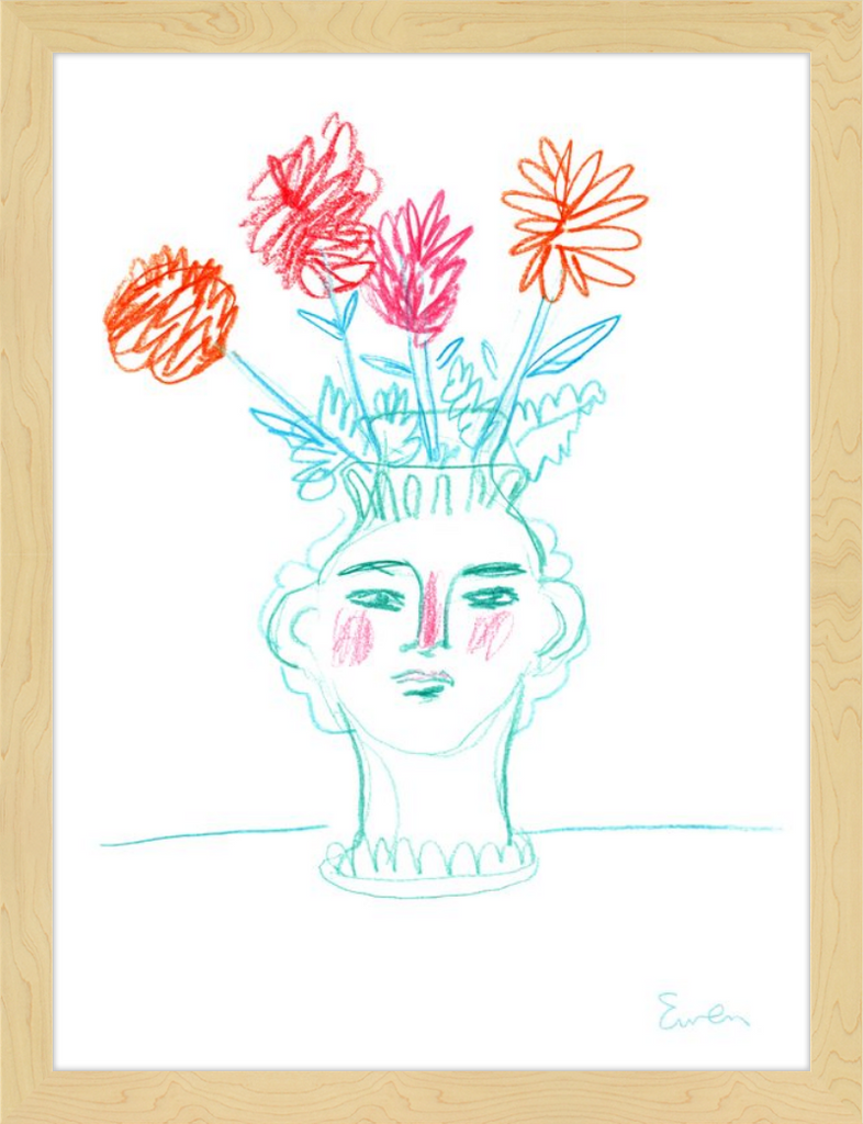 Giclée Print // Flowering, Face Vase with Flowers