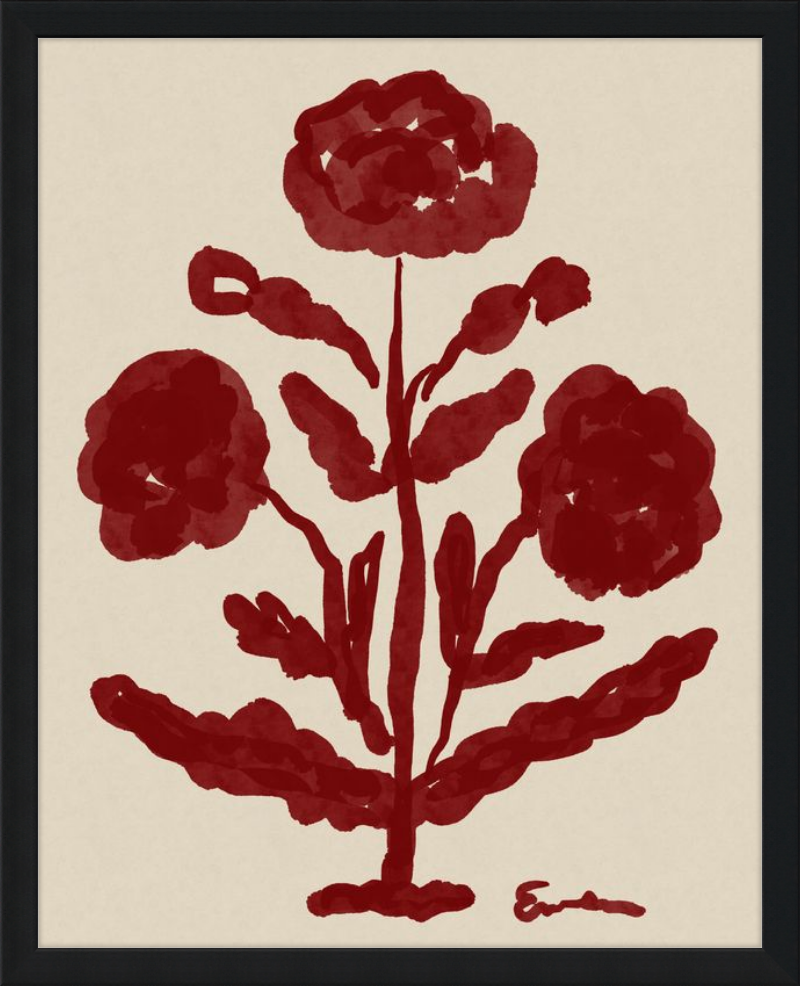Giclée Print // Folk Flowers :  Oxblood