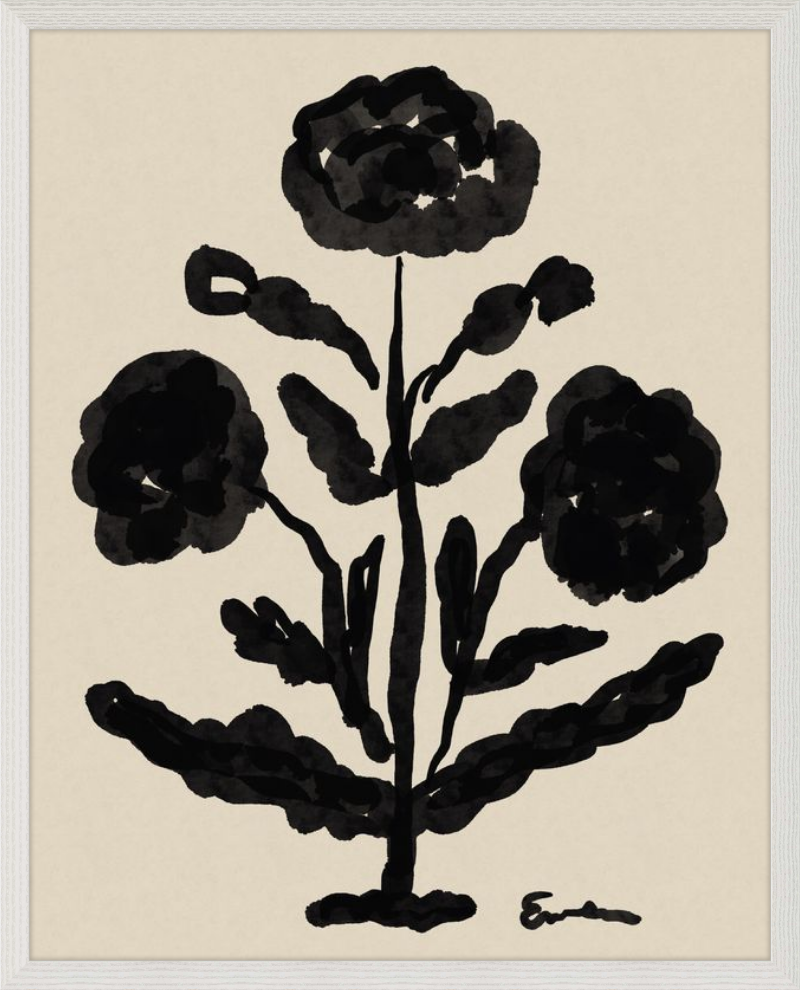 Giclée Print // Folk Flowers : Warm Black