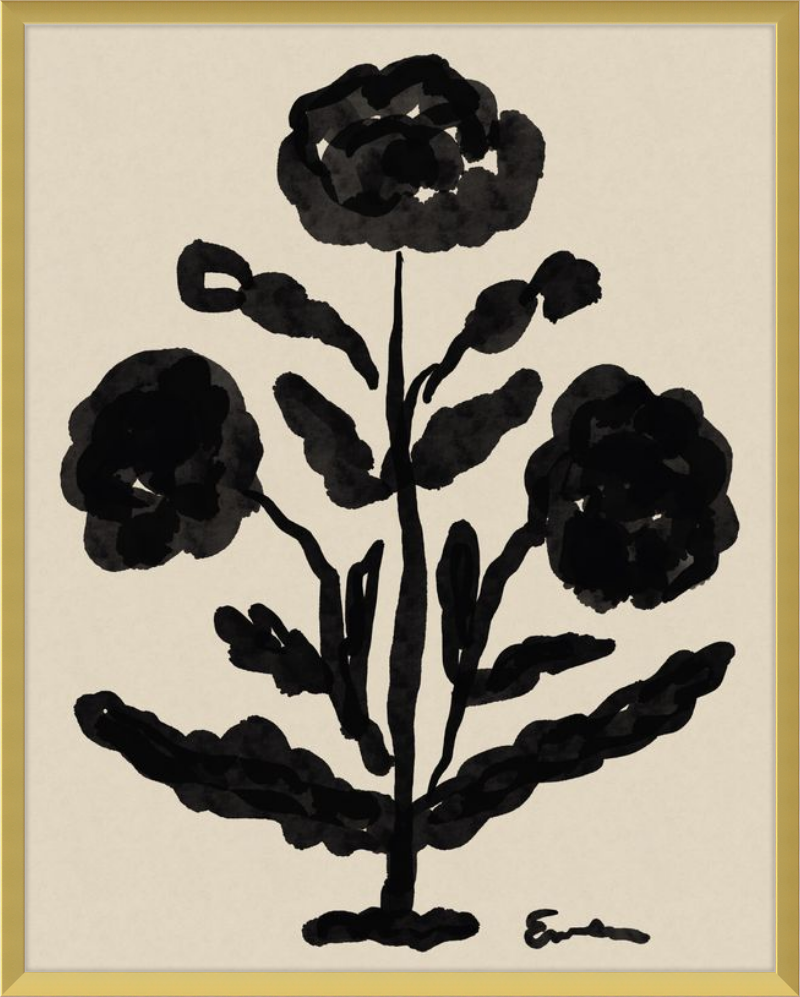 Giclée Print // Folk Flowers : Warm Black