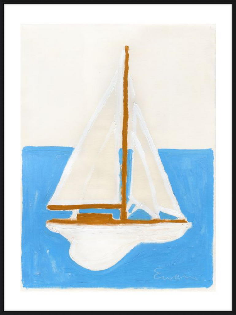 Giclée Print // Sailboat (White Sails, Blue Ocean)