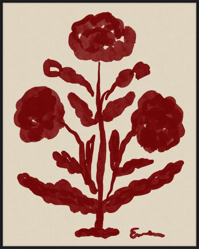 Giclée Print // Folk Flowers :  Oxblood