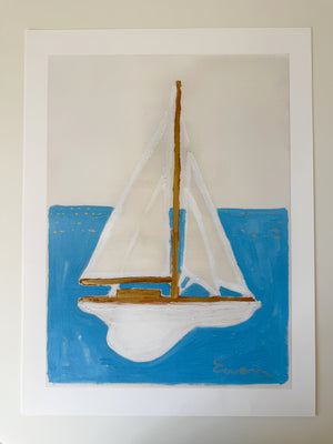 Signed & Embellished Print // Sailboat 1