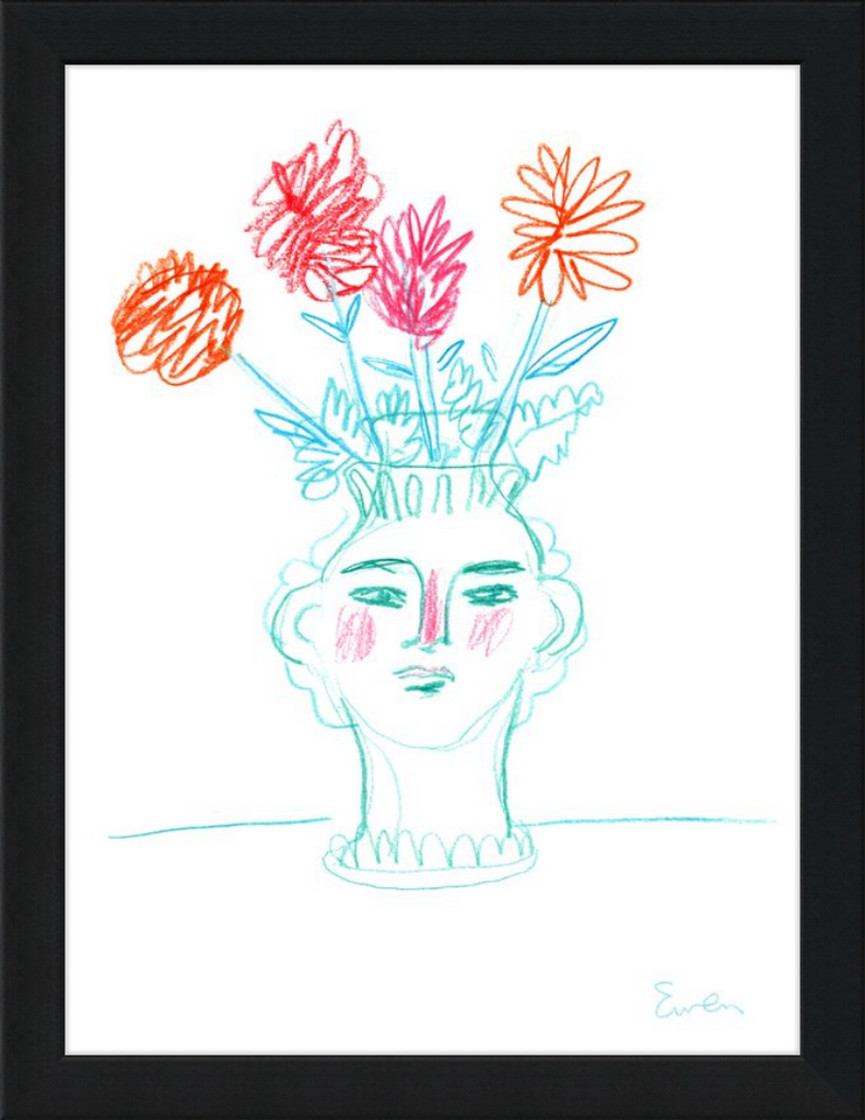 Giclée Print // Flowering, Face Vase with Flowers