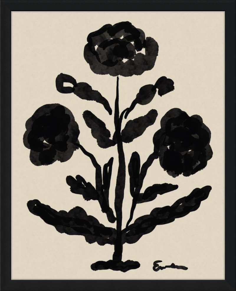 Giclée Print // Folk Flowers : Warm Black