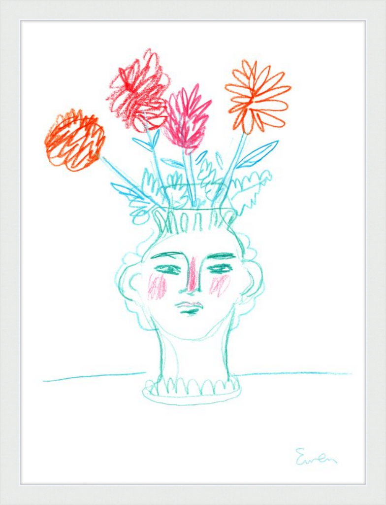 Giclée Print // Flowering, Face Vase with Flowers