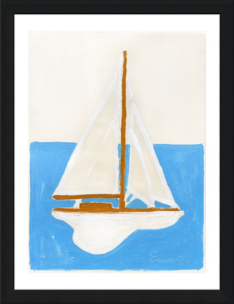 Giclée Print // Sailboat (White Sails, Blue Ocean)