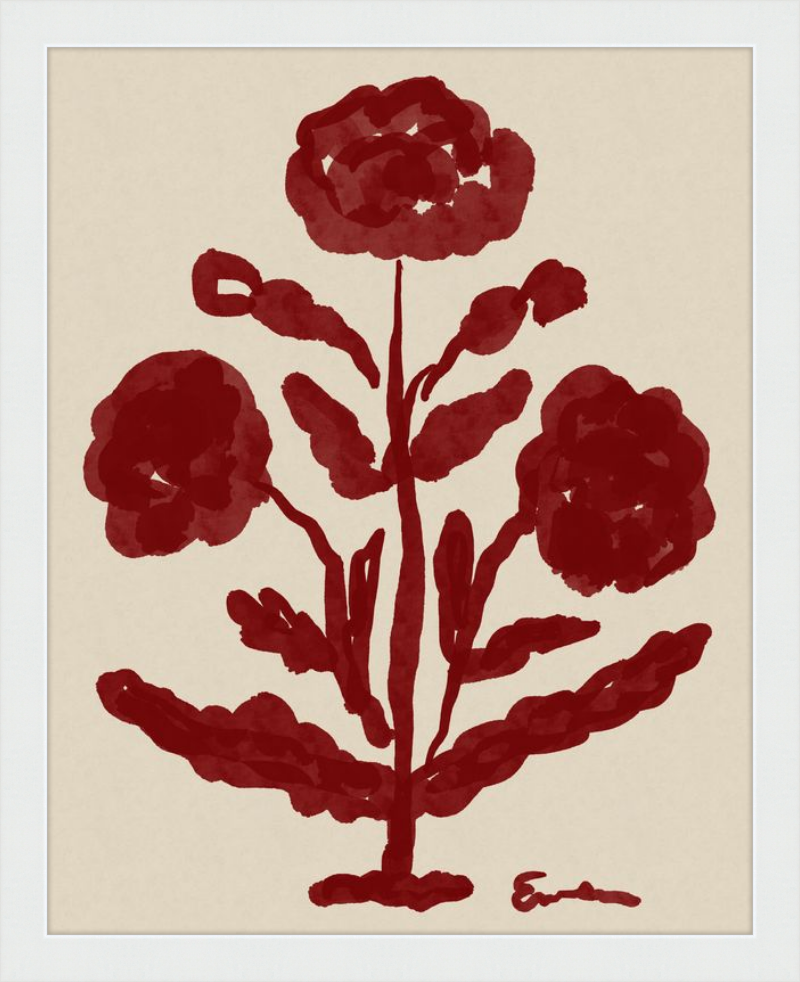 Giclée Print // Folk Flowers :  Oxblood