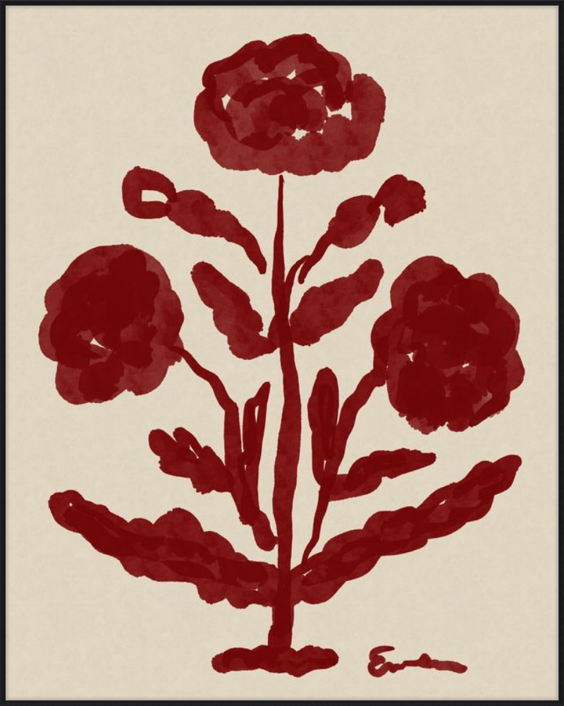 Giclée Print // Folk Flowers :  Oxblood