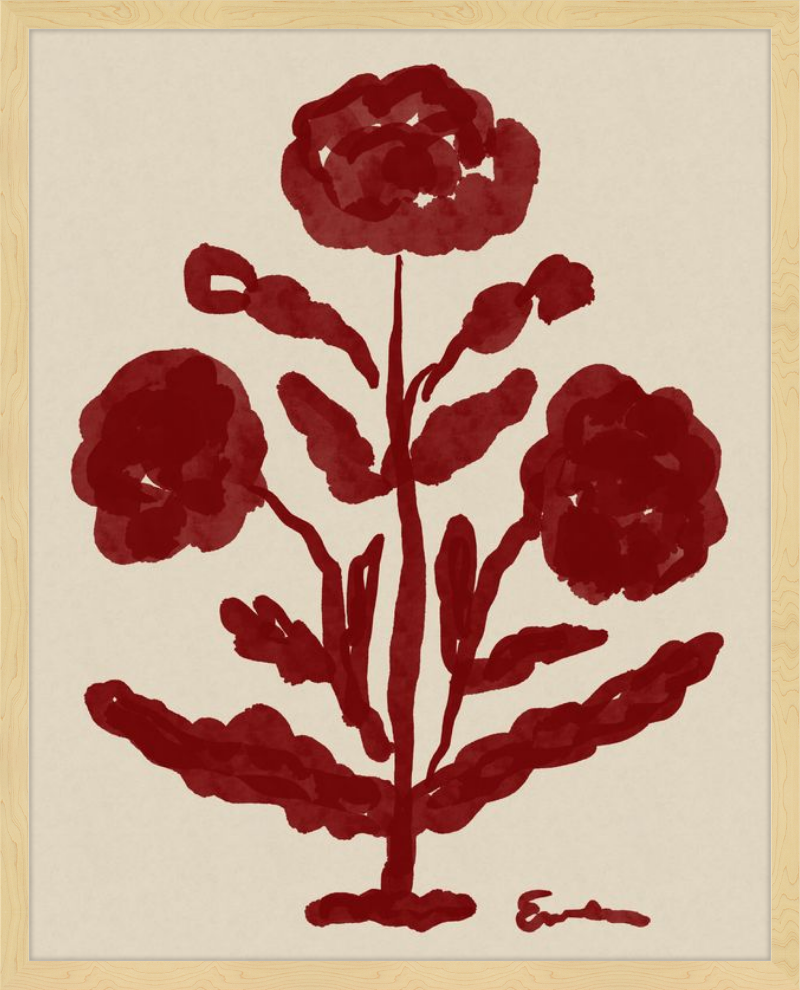Giclée Print // Folk Flowers :  Oxblood