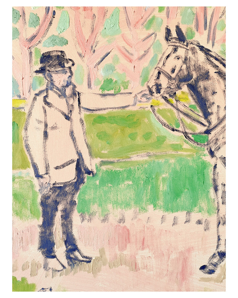 Oil Painting // Horse Painting with Beagle and Man in Hat