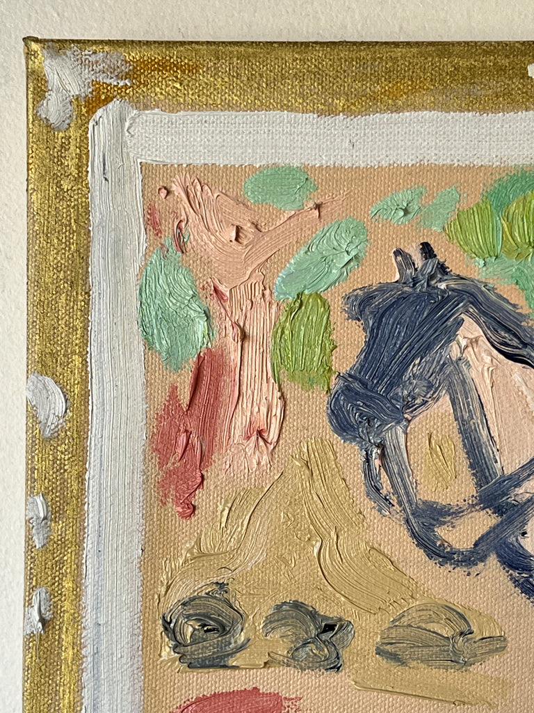 Oil Painting // Small Horse, Gold and White Frame