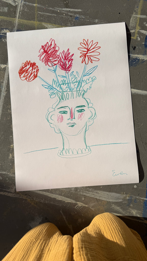 Giclée Print // Flowering, Face Vase with Flowers