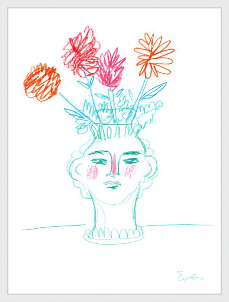 Giclée Print // Flowering, Face Vase with Flowers