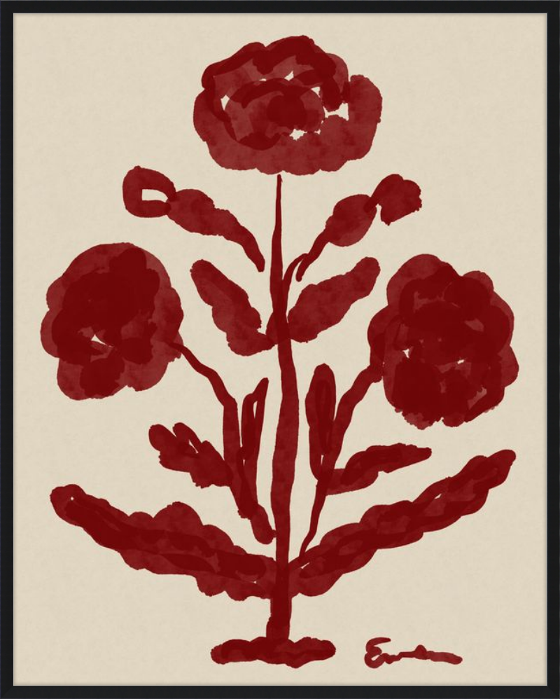 Giclée Print // Folk Flowers :  Oxblood