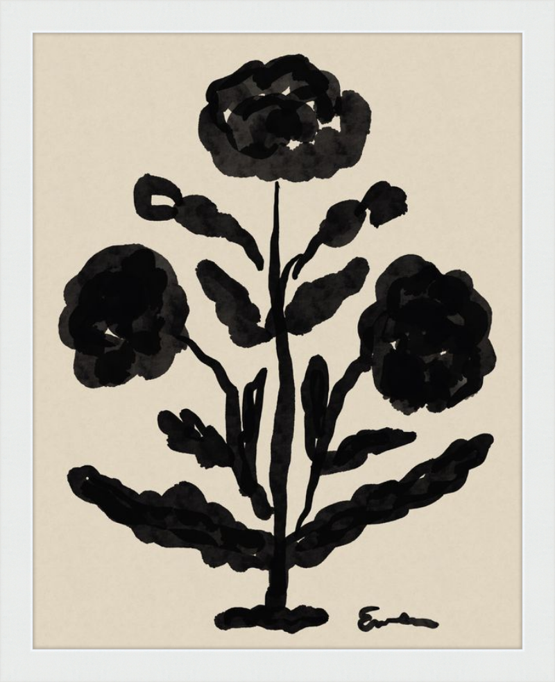 Giclée Print // Folk Flowers : Warm Black