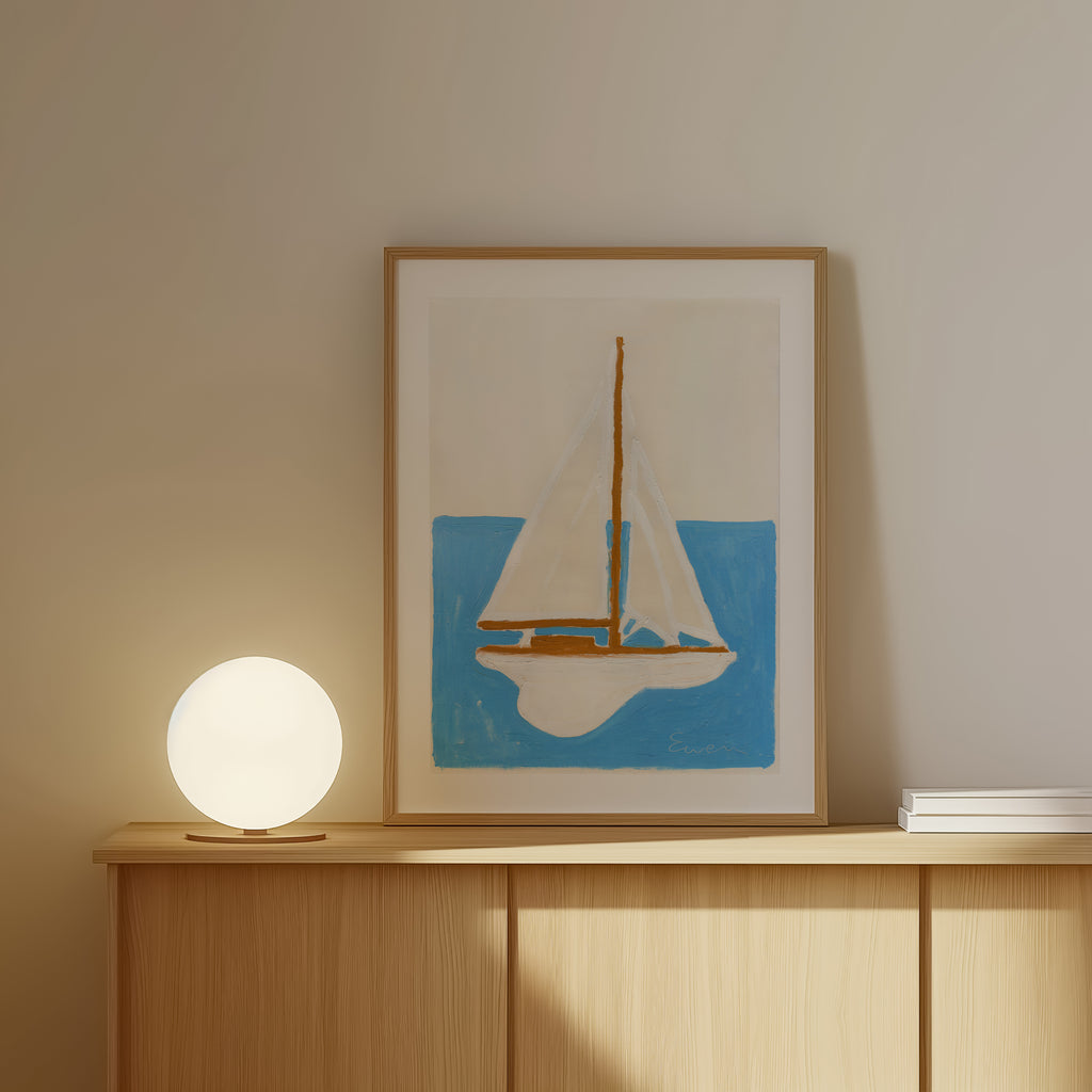 Giclée Print // Sailboat (White Sails, Blue Ocean)