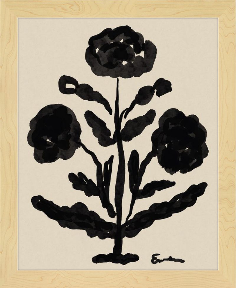 Giclée Print // Folk Flowers : Warm Black
