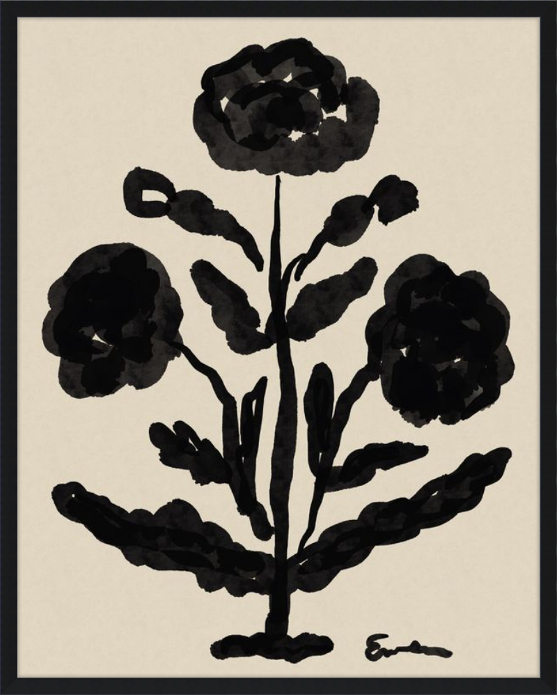 Giclée Print // Folk Flowers : Warm Black