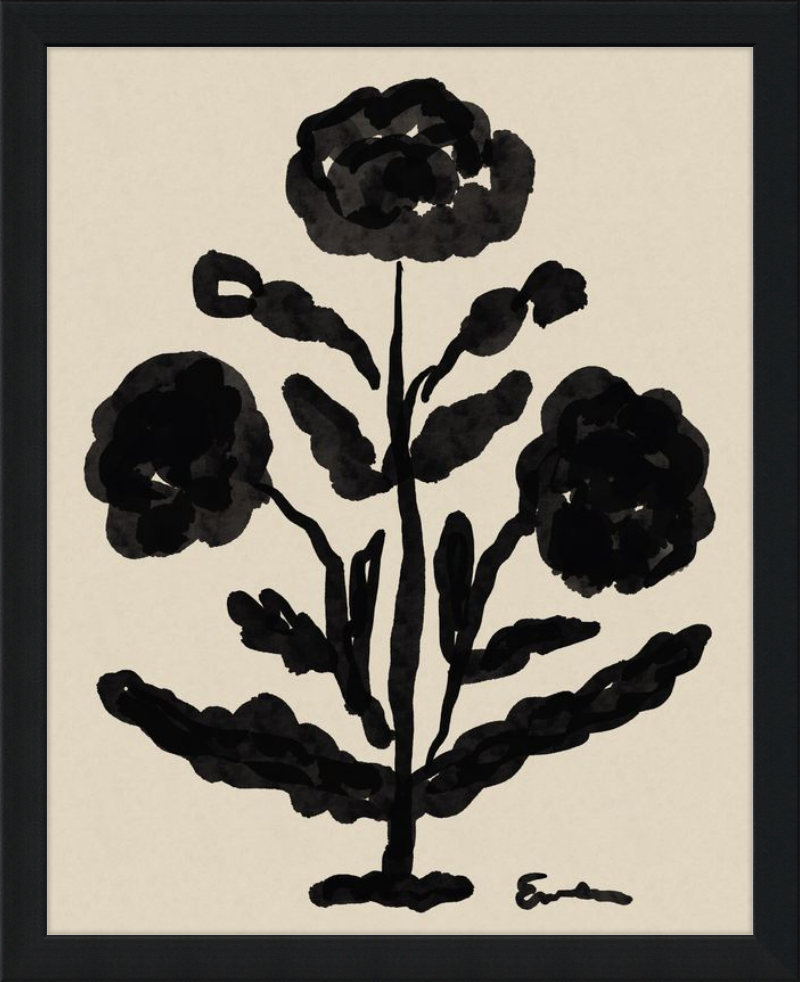 Giclée Print // Folk Flowers : Warm Black
