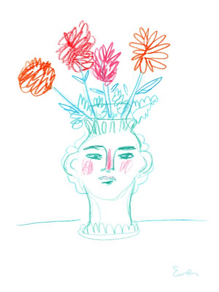 Giclée Print // Flowering, Face Vase with Flowers