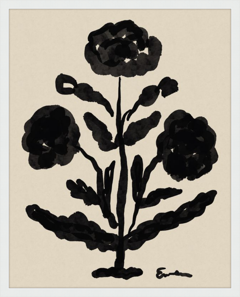 Giclée Print // Folk Flowers : Warm Black