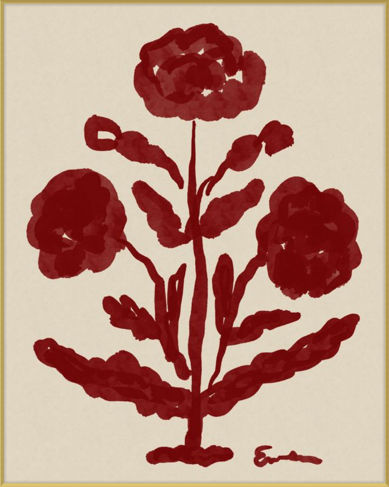 Giclée Print // Folk Flowers :  Oxblood