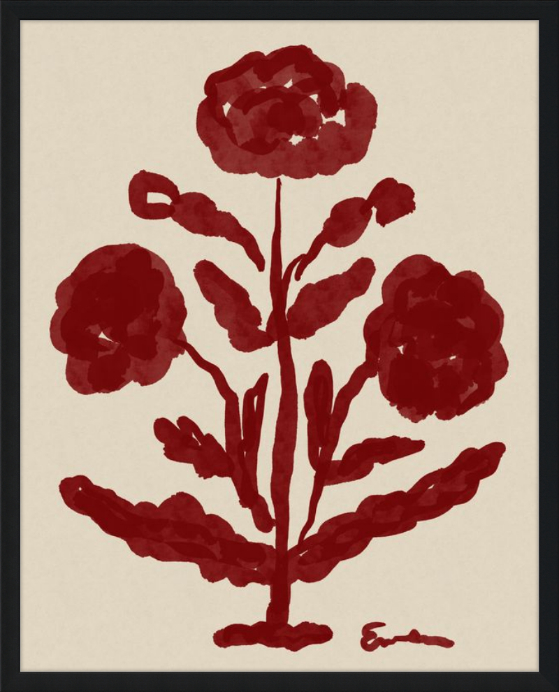 Giclée Print // Folk Flowers :  Oxblood