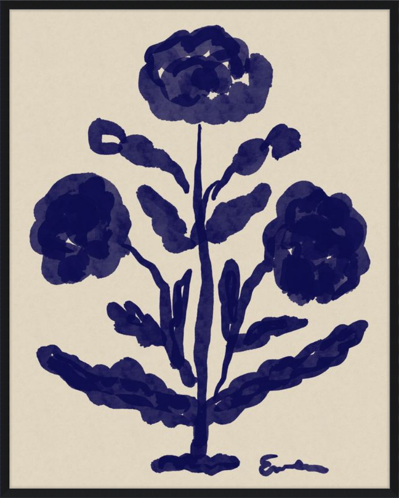 Giclée Print // Folk Flowers: Indigo