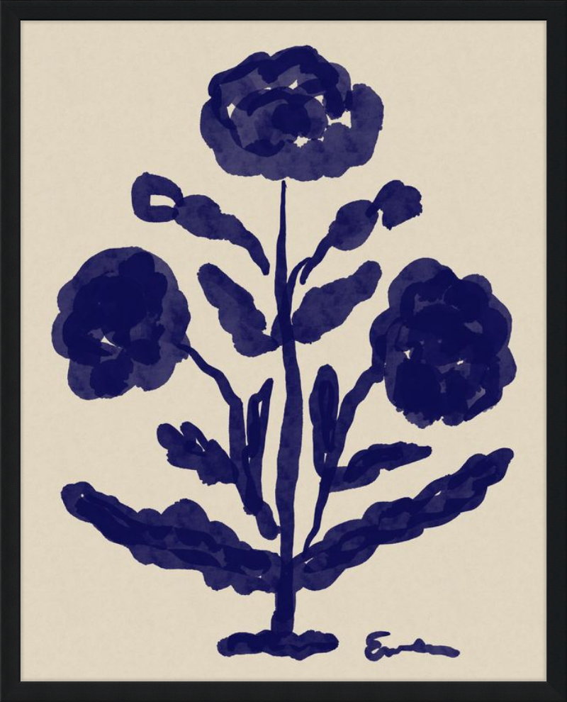 Giclée Print // Folk Flowers: Indigo