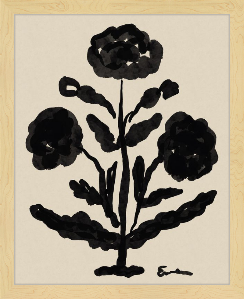 Giclée Print // Folk Flowers : Warm Black
