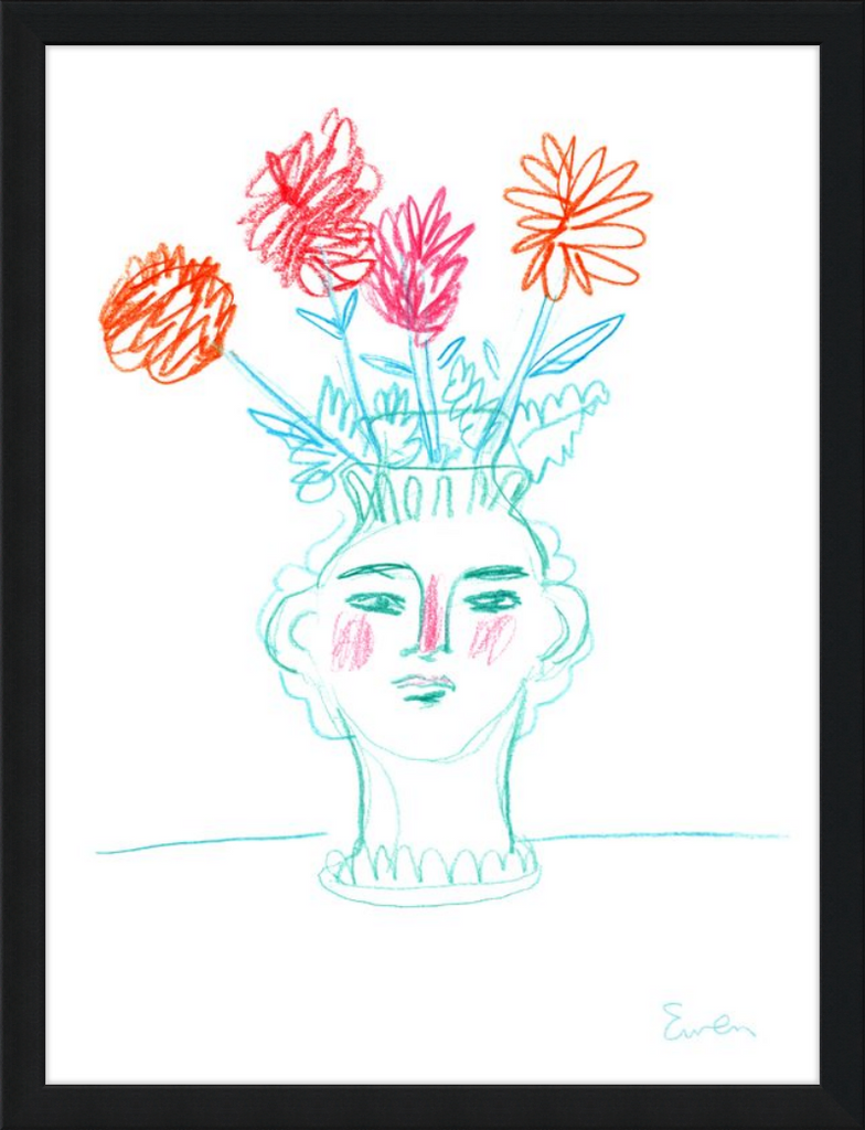Giclée Print // Flowering, Face Vase with Flowers