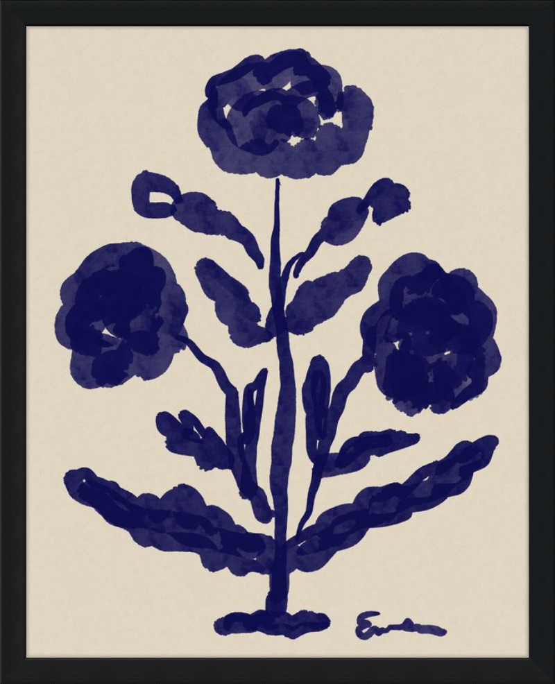 Giclée Print // Folk Flowers: Indigo