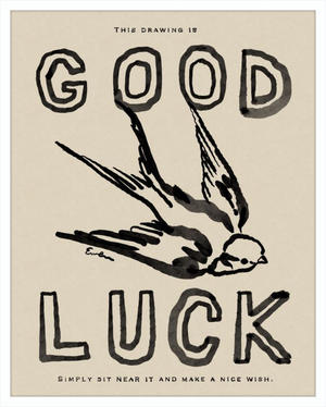 Giclée Print // Good Luck Drawing with Swallow - as seen in Anthropologie