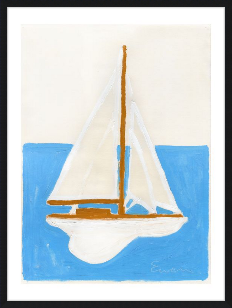 Giclée Print // Sailboat (White Sails, Blue Ocean)